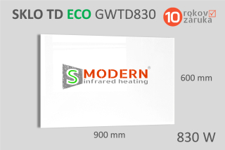 Skleněný infrapanel SMODERN® TD ECO GWTD830 / 830 W, bílé sklo