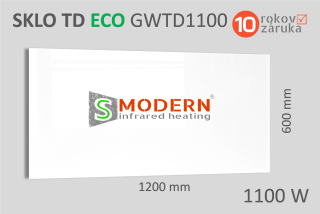 Skleněný infrapanel SMODERN® TD ECO GWTD1100 / 1100 W, bílé sklo