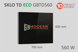 Skleněný infrapanel SMODERN® TD ECO GWTD560 / 560 W, černé sklo