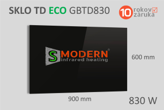 Skleněný infrapanel SMODERN® TD ECO GWTD830 / 830 W, černé sklo